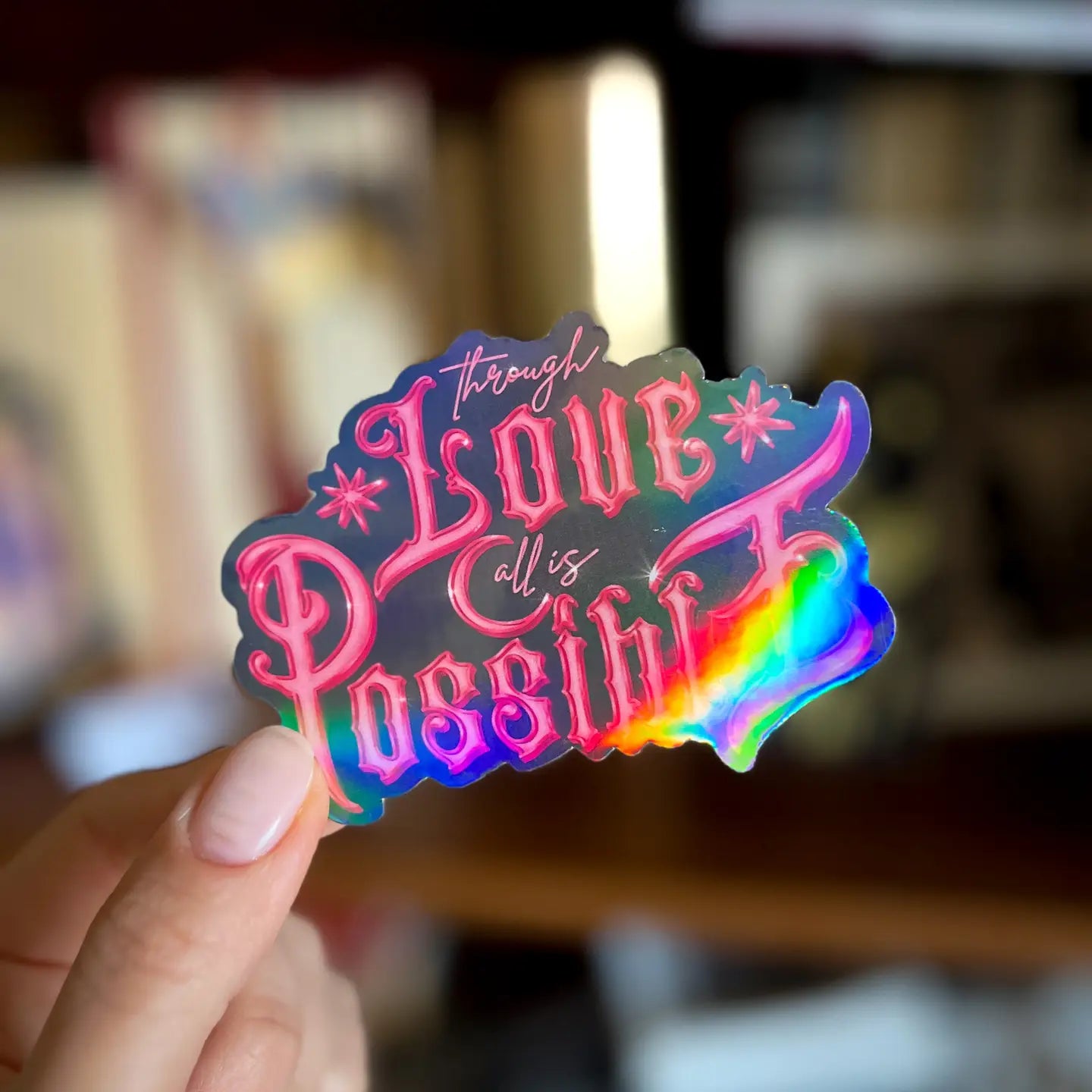 Crescent City Bookish Sticker Romantasy Gift Kindle Sticker - Black Holographic