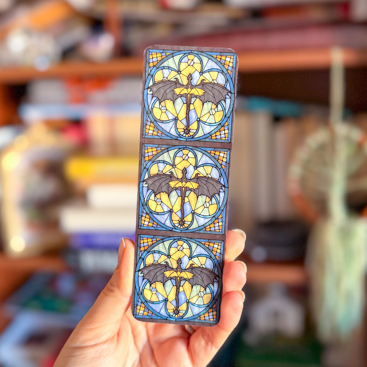 Stained Glass Dragons Double Sided Bookmark Book Lover Gift
