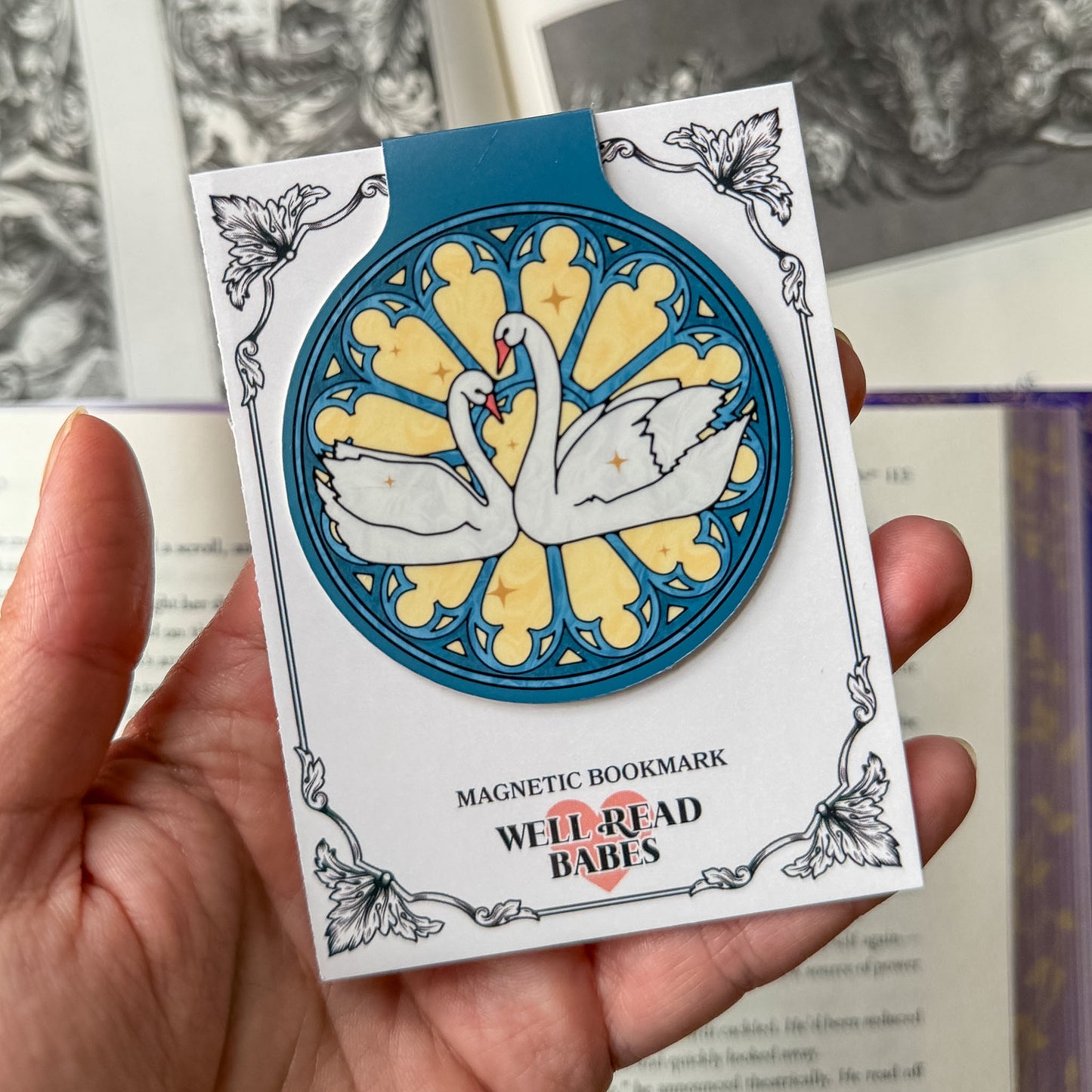 Stained Glass Swans Magnetic Bookmark