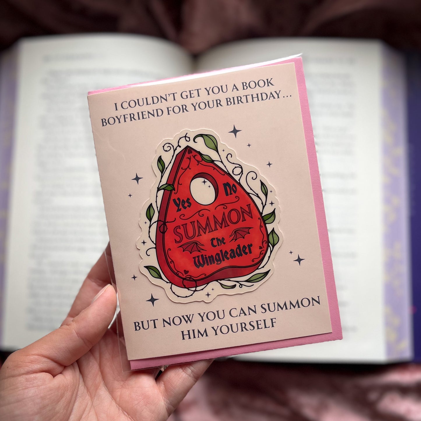 Romantasy Birthday Card with Removable Sticker Gift For Book Lovers