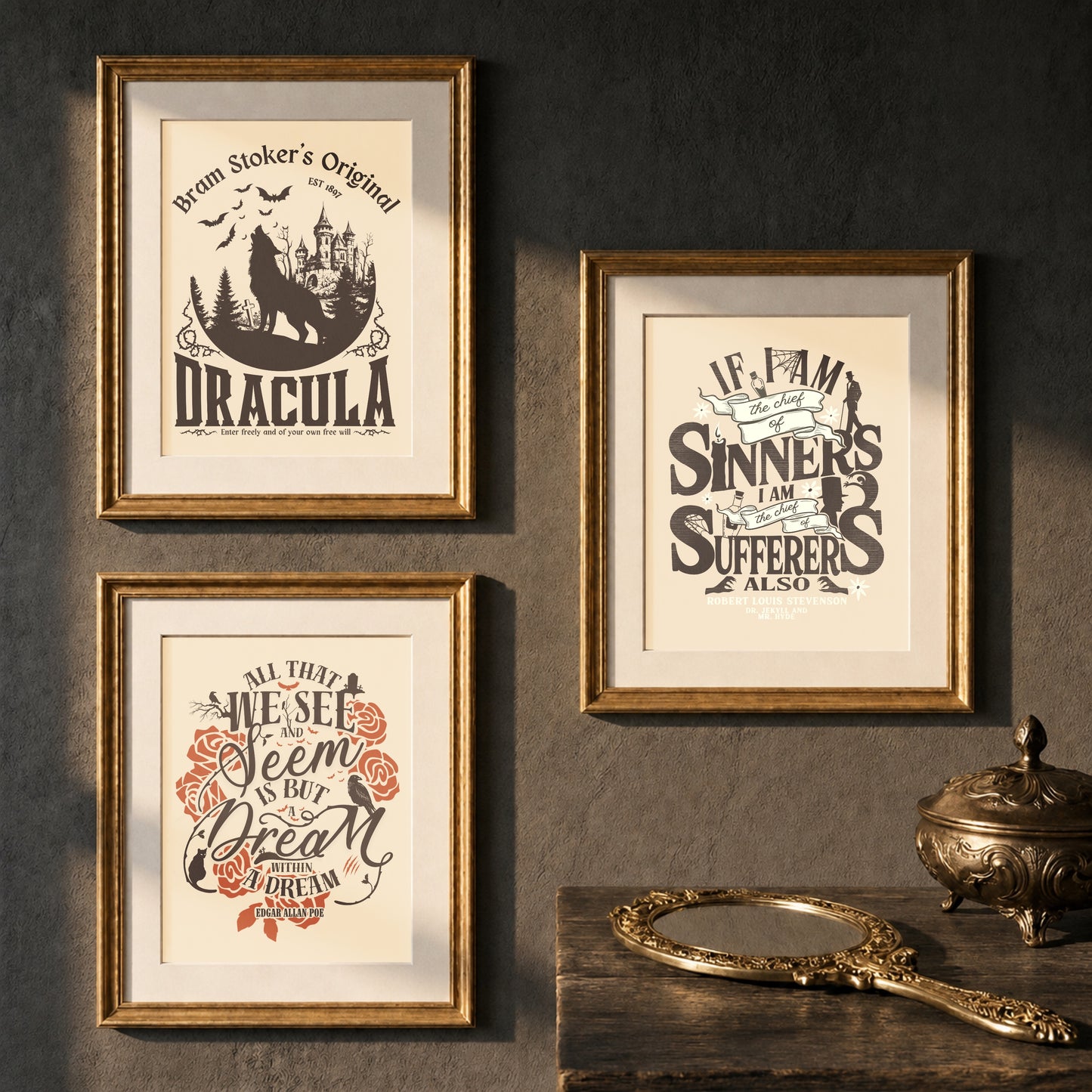 Gothic Library Halloween Wall Art Prints
