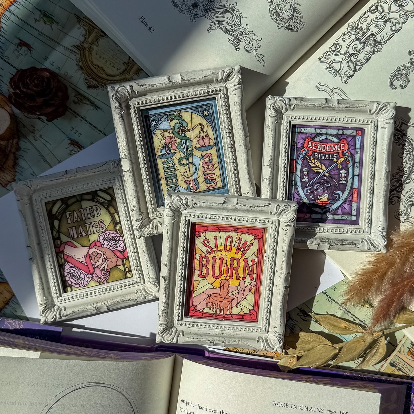 Book Tropes Tiny Framed Art Print for Reading Space - Book Nook Decor