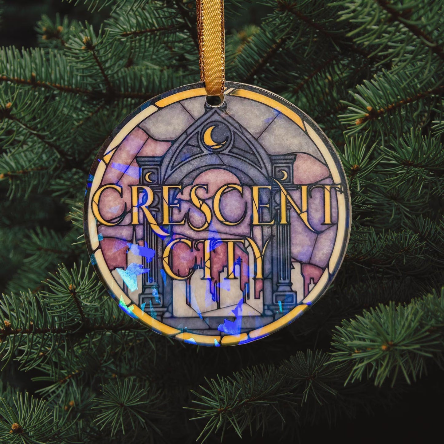 Crescent City Bookish Ornament - 3" Holographic Christmas Tree Ornament