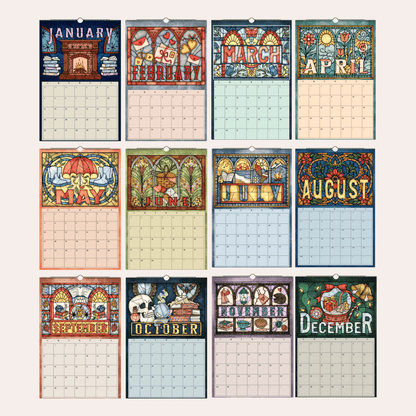 Stained Glass Art Calendar - 2026 Wall Calendar