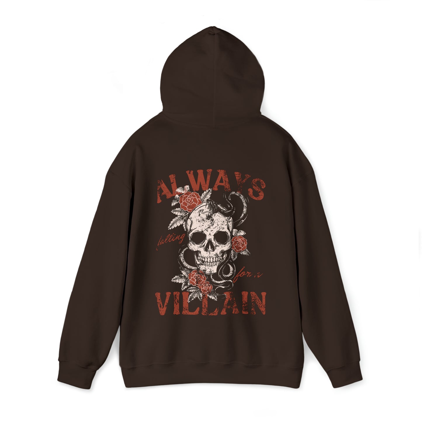 Always Falling For A Villain Hoodie - Bookish Skeleton and Snake Hooded Sweatshirt
