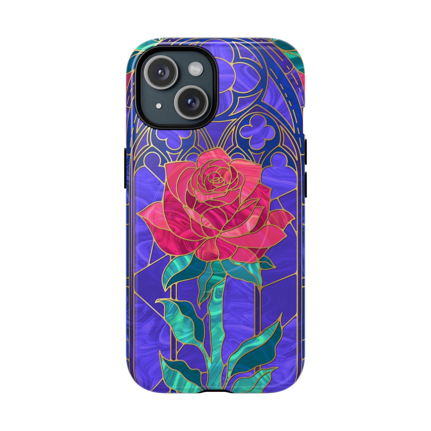 Stained Glass Rose Phone Case Tough Magnetic Case