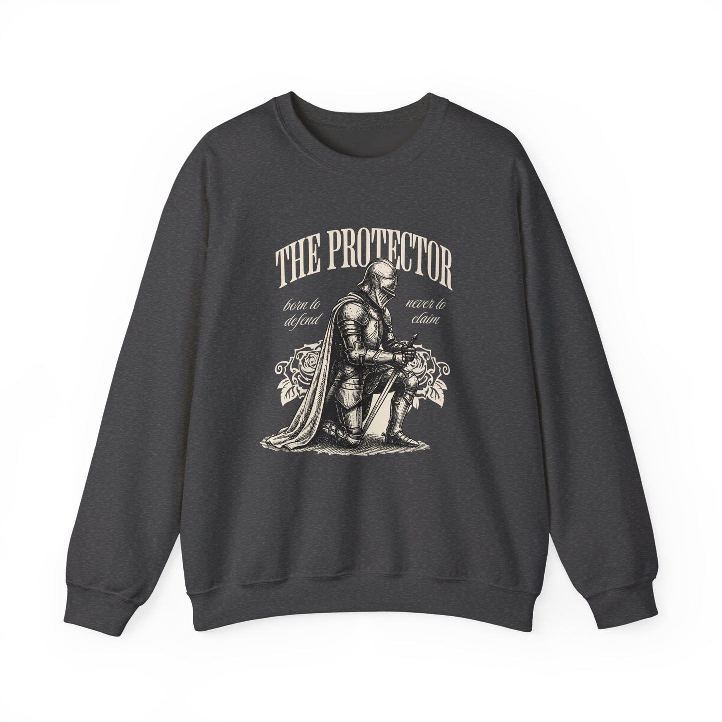 The Protector Knight kneeling sweatshirt | Medieval Armor Illustration