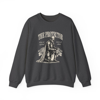 The Protector Knight kneeling sweatshirt | Medieval Armor Illustration
