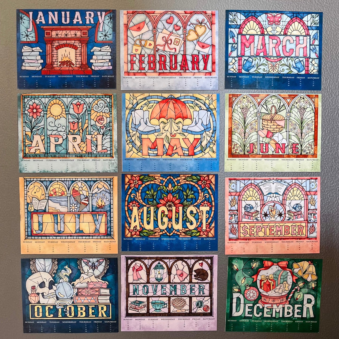 Stained Glass Art Calendar - 2026 Magnet Calendar