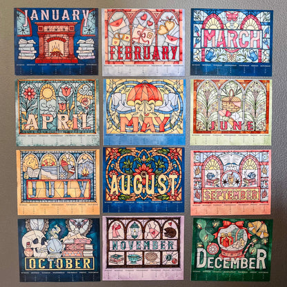 Stained Glass Art Calendar - 2026 Magnet Calendar
