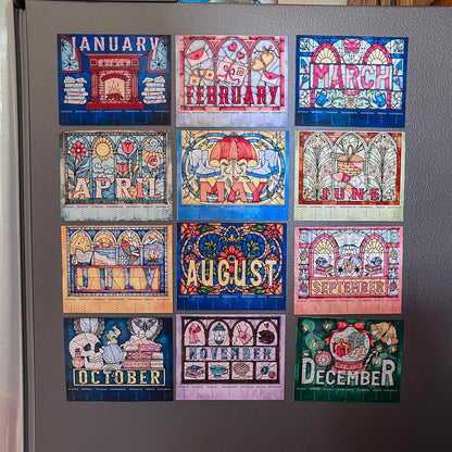 Stained Glass Art Calendar - 2026 Magnet Calendar