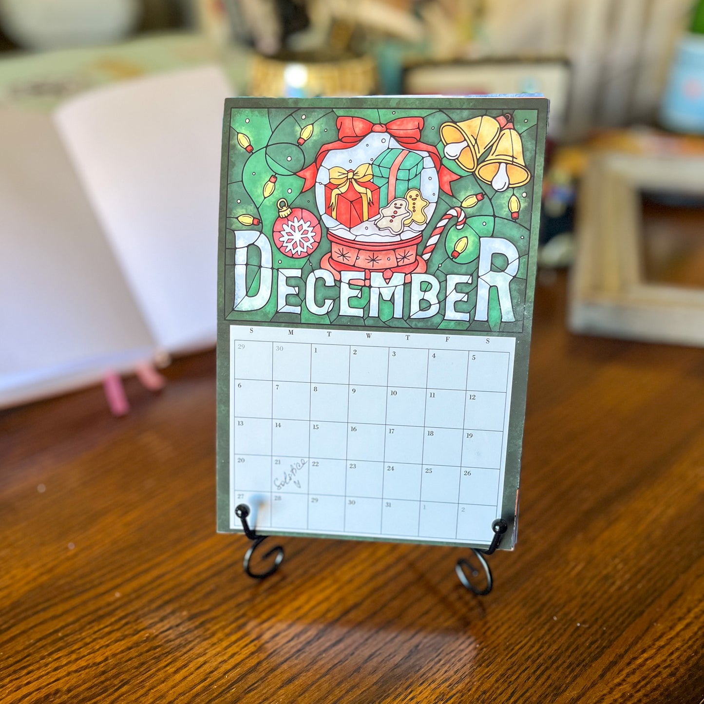 Stained Glass Art Calendar - 2026 Desk Calendar for Book Lovers