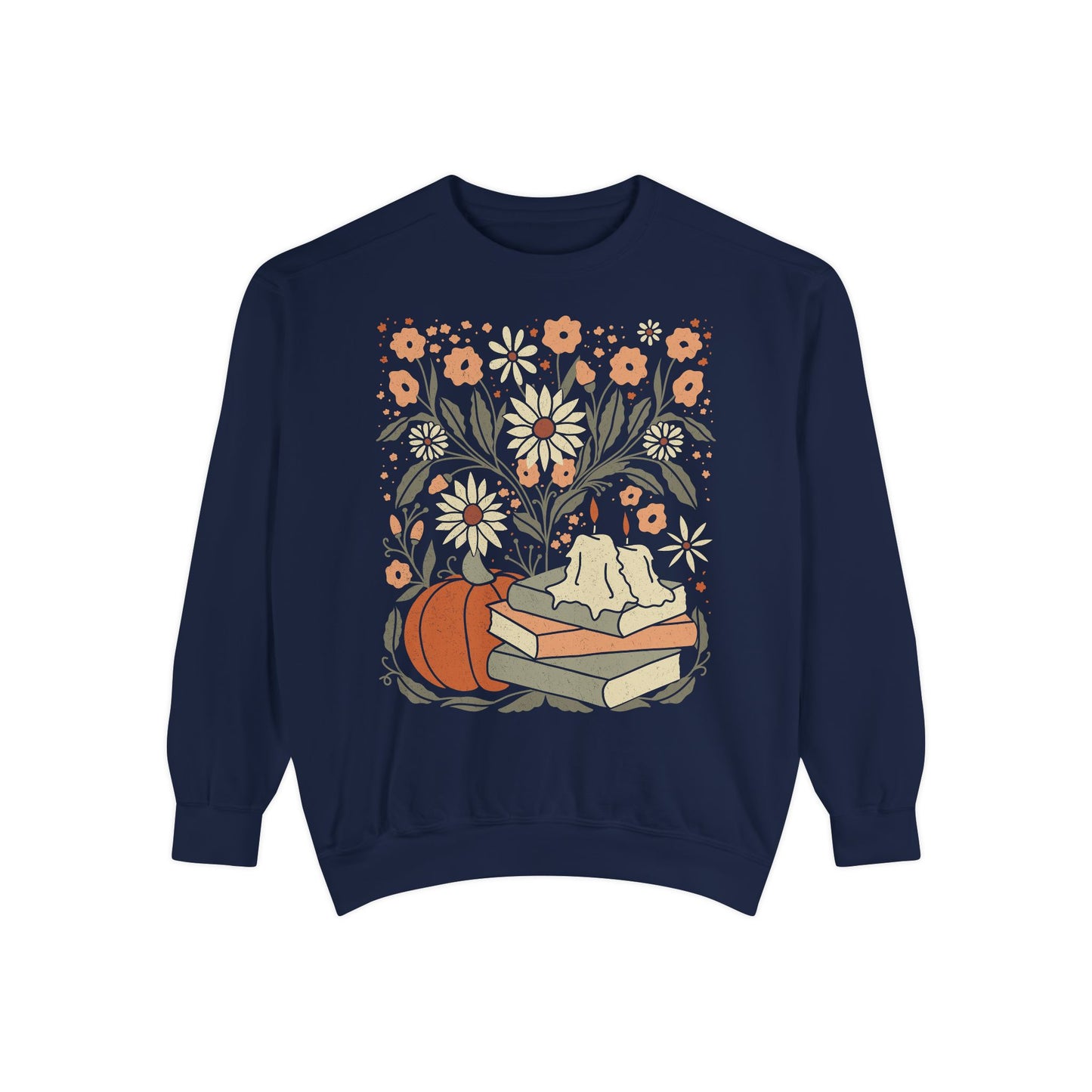 Floral Pumpkin Fall Sweatshirt - Book Lover Crewneck Comfort Colors