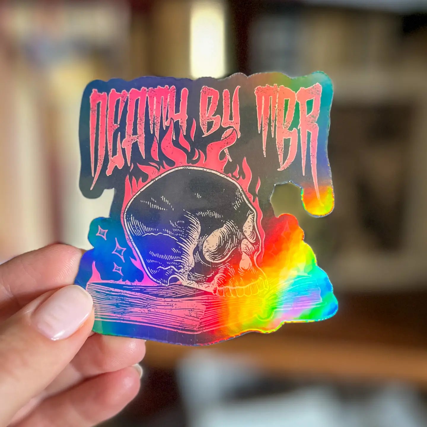 TBR Black Holo Bookish Sticker Romantasy Gift Kindle Sticker