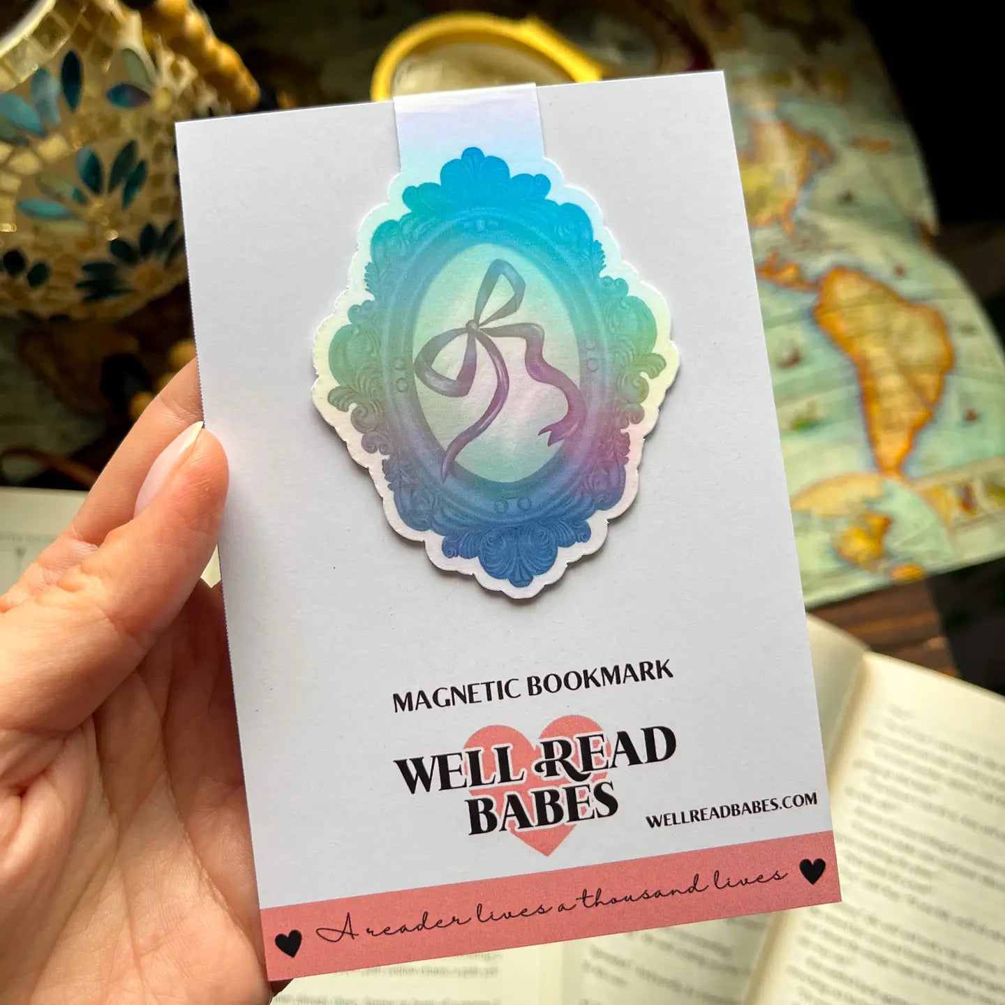 Magnetic Bookmark Holographic Bow Book Lover Romantasy Gift