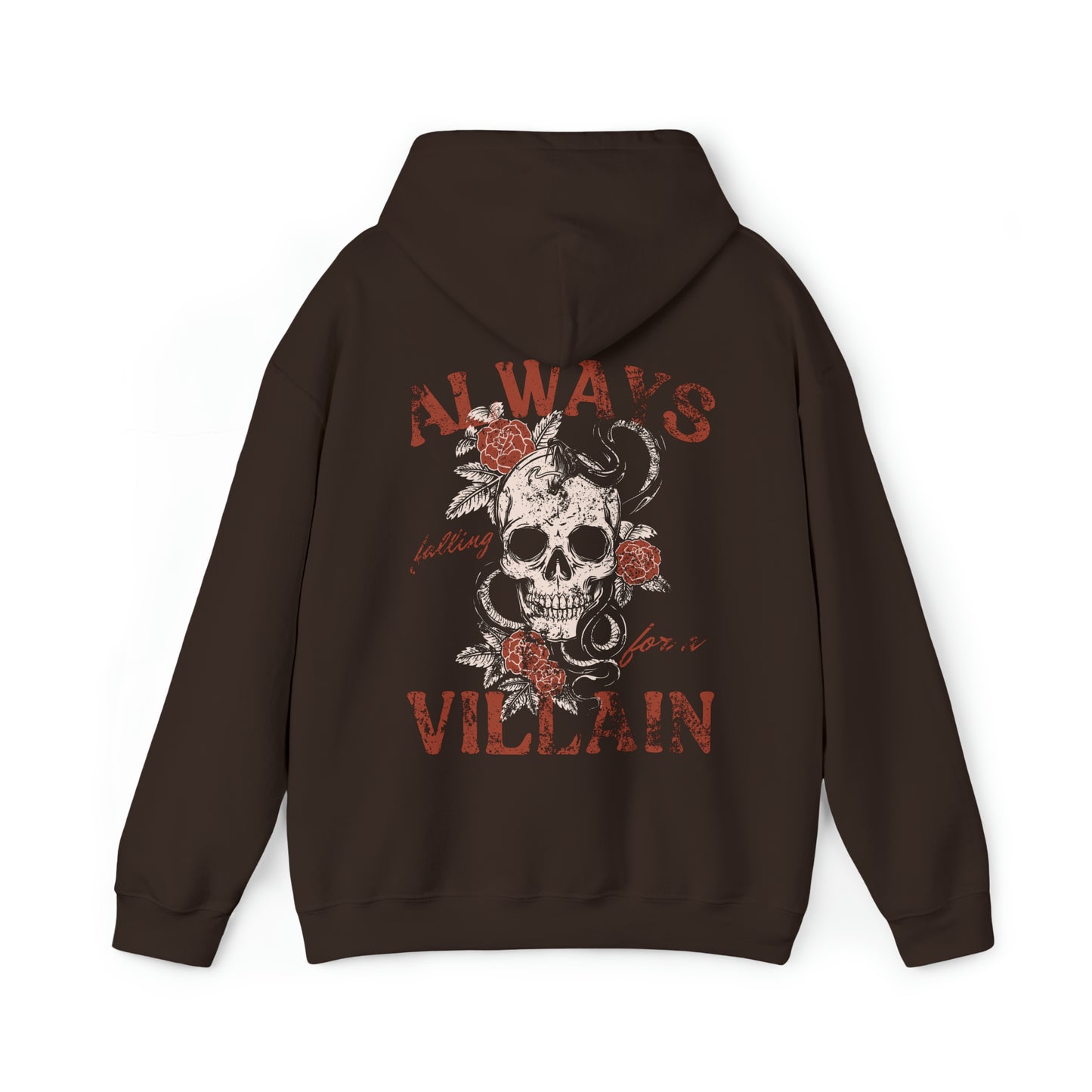 Always Falling For A Villain Hoodie - Bookish Skeleton and Snake Hooded Sweatshirt