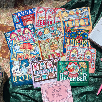 Stained Glass Art Calendar - 2026 Magnet Calendar