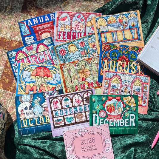 Stained Glass Art Calendar - 2026 Magnet Calendar