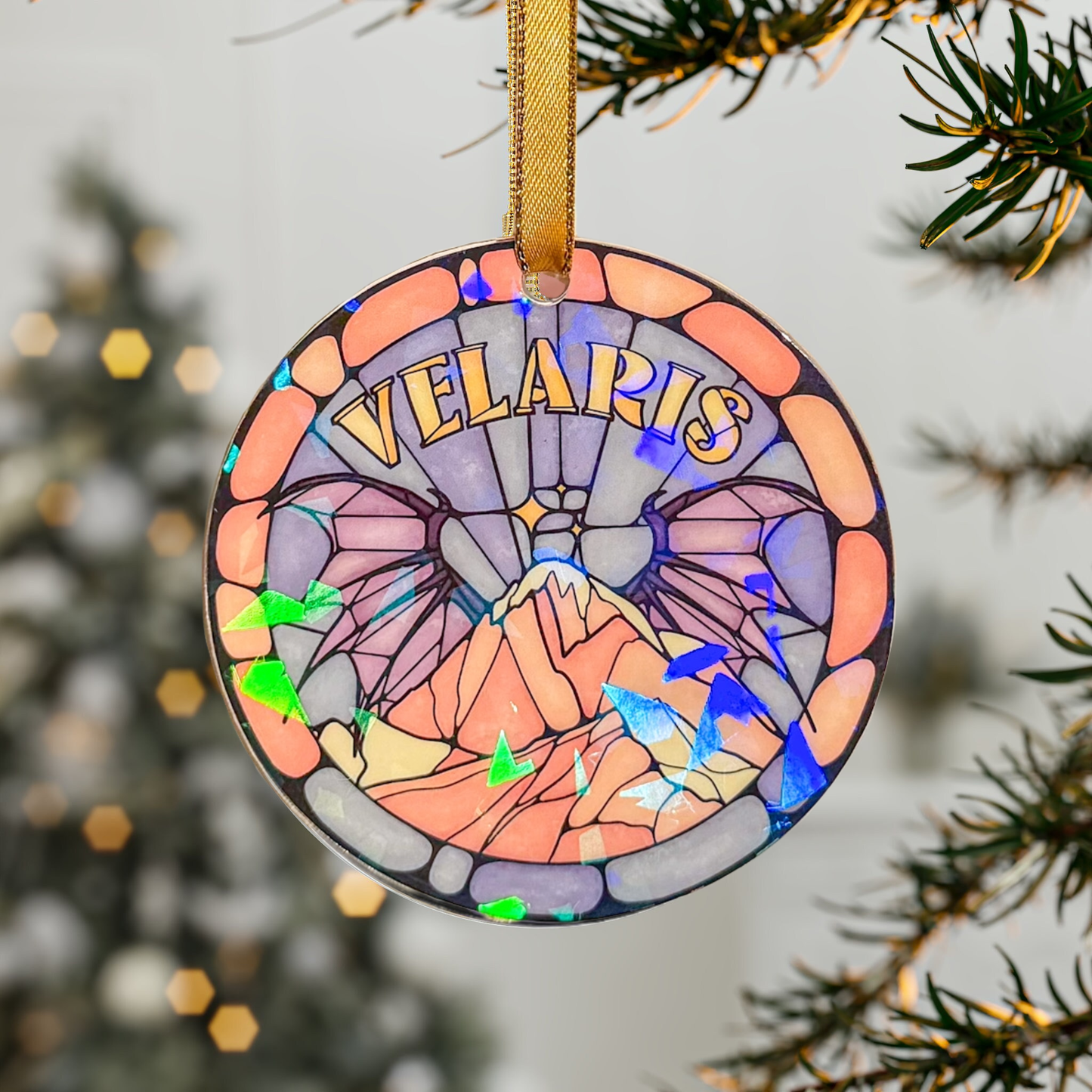 ACOTAR Bookish Ornament - 3" Holographic Christmas Tree Ornament Velaris
