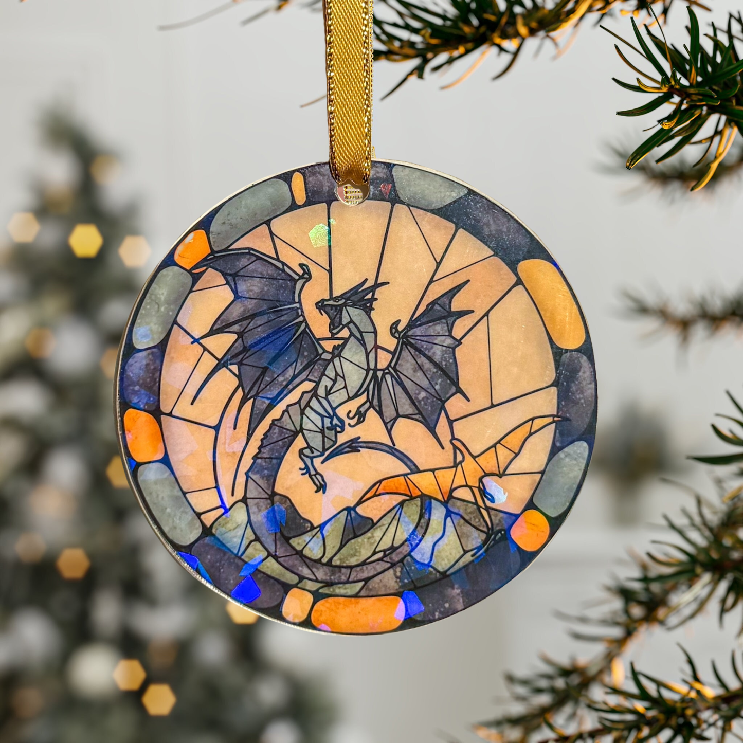 Fourth Wing Bookish Ornament - 3" Holographic Christmas Tree Ornament