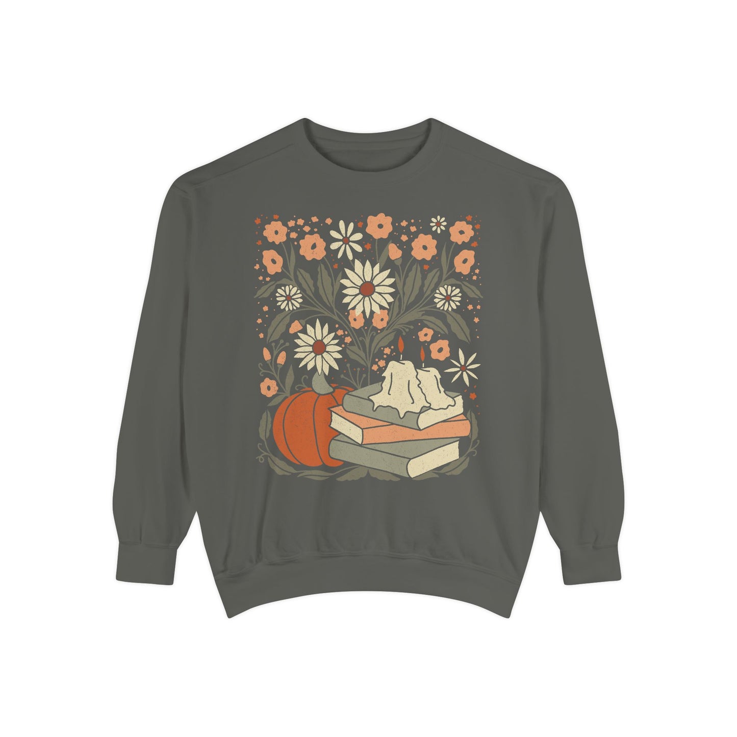 Floral Pumpkin Fall Sweatshirt - Book Lover Crewneck Comfort Colors