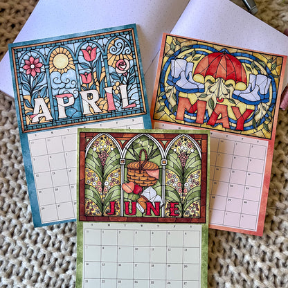 Stained Glass Art Calendar - 2026 Desk Calendar for Book Lovers