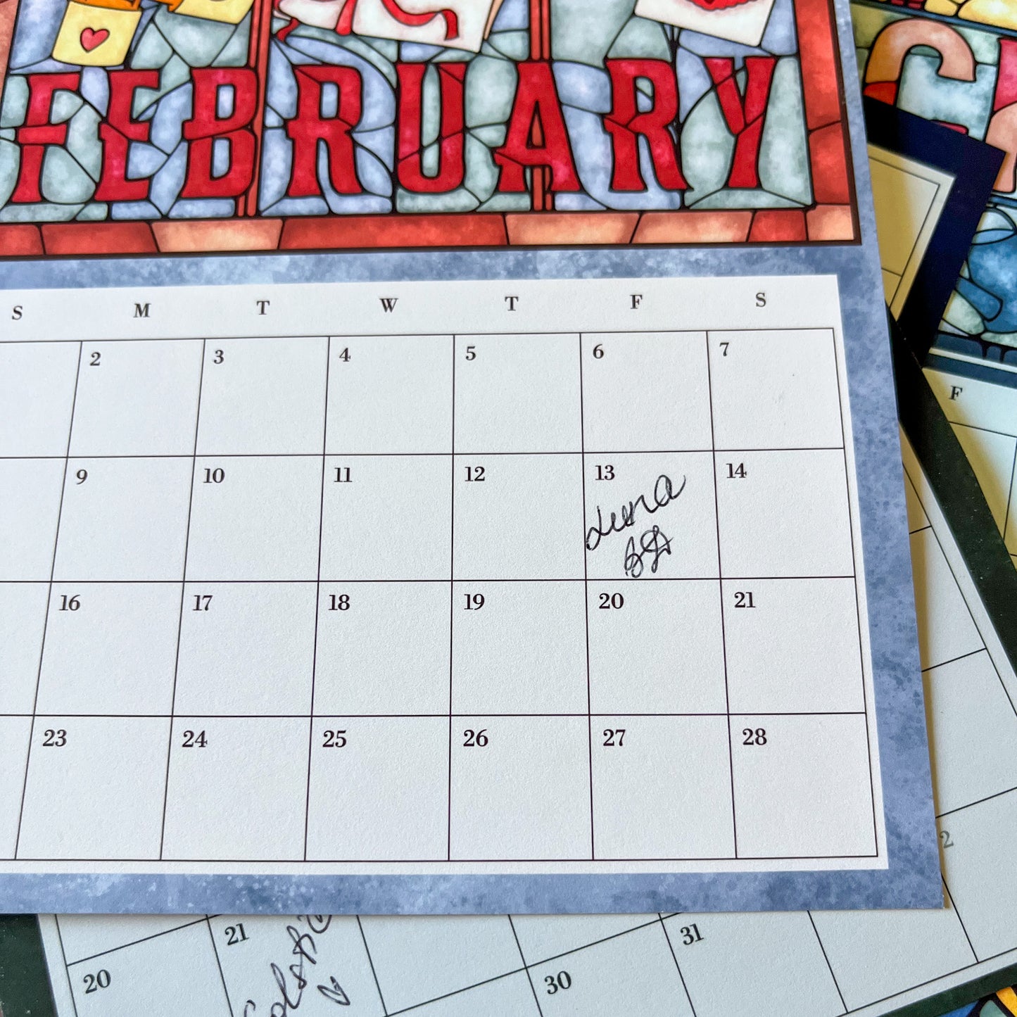 Stained Glass Art Calendar - 2026 Desk Calendar for Book Lovers