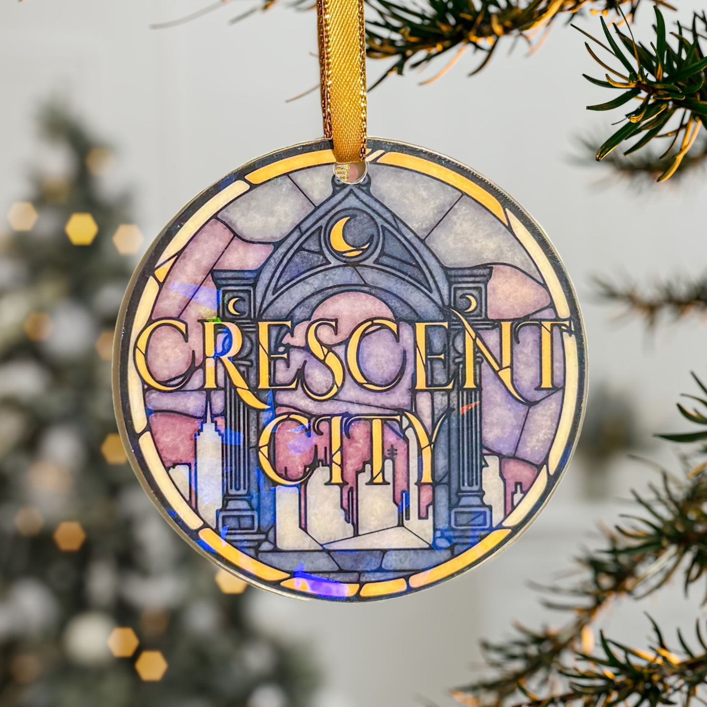 Crescent City Bookish Ornament - 3" Holographic Christmas Tree Ornament