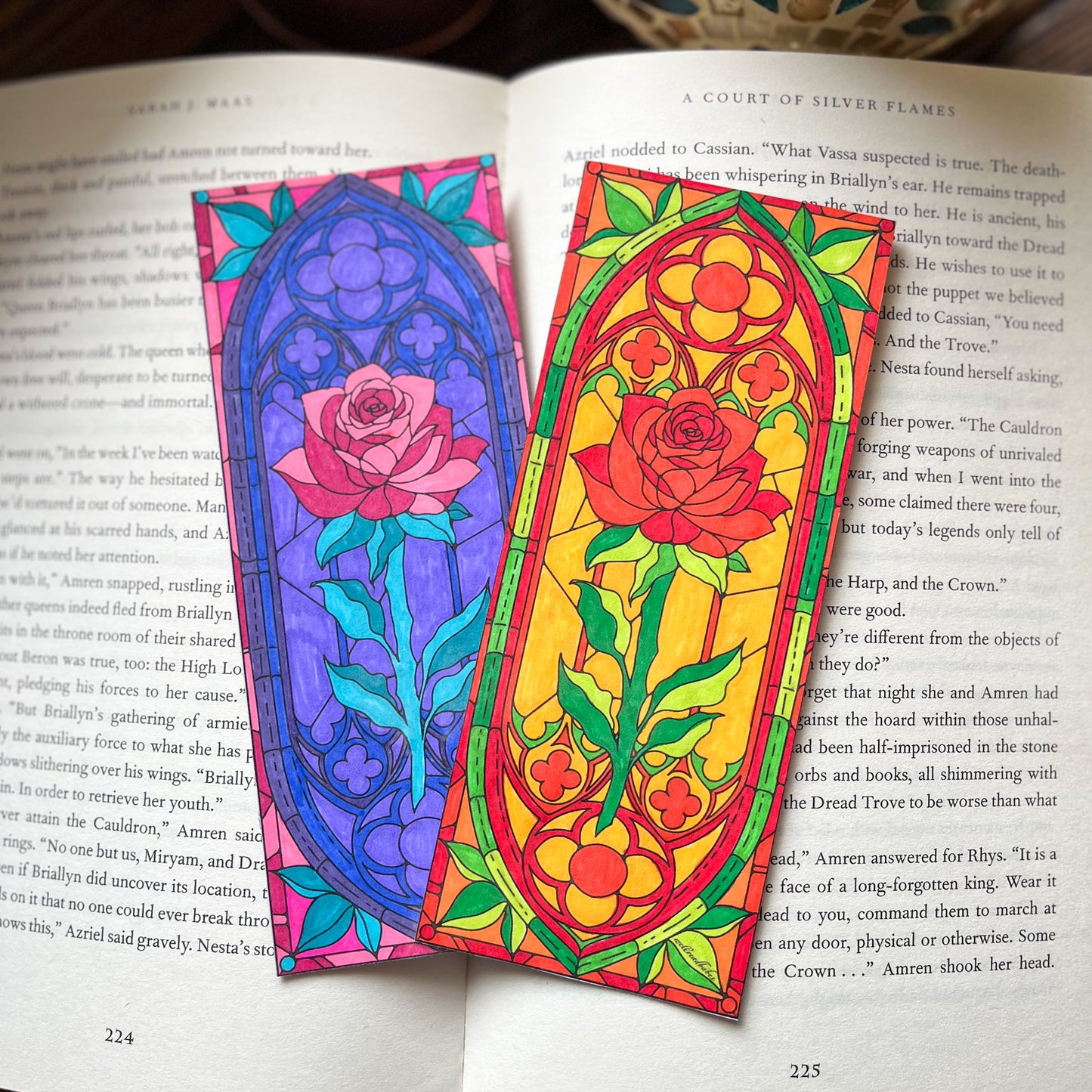 Stained Glass Window Double Sided Bookmark - Printable Lineart