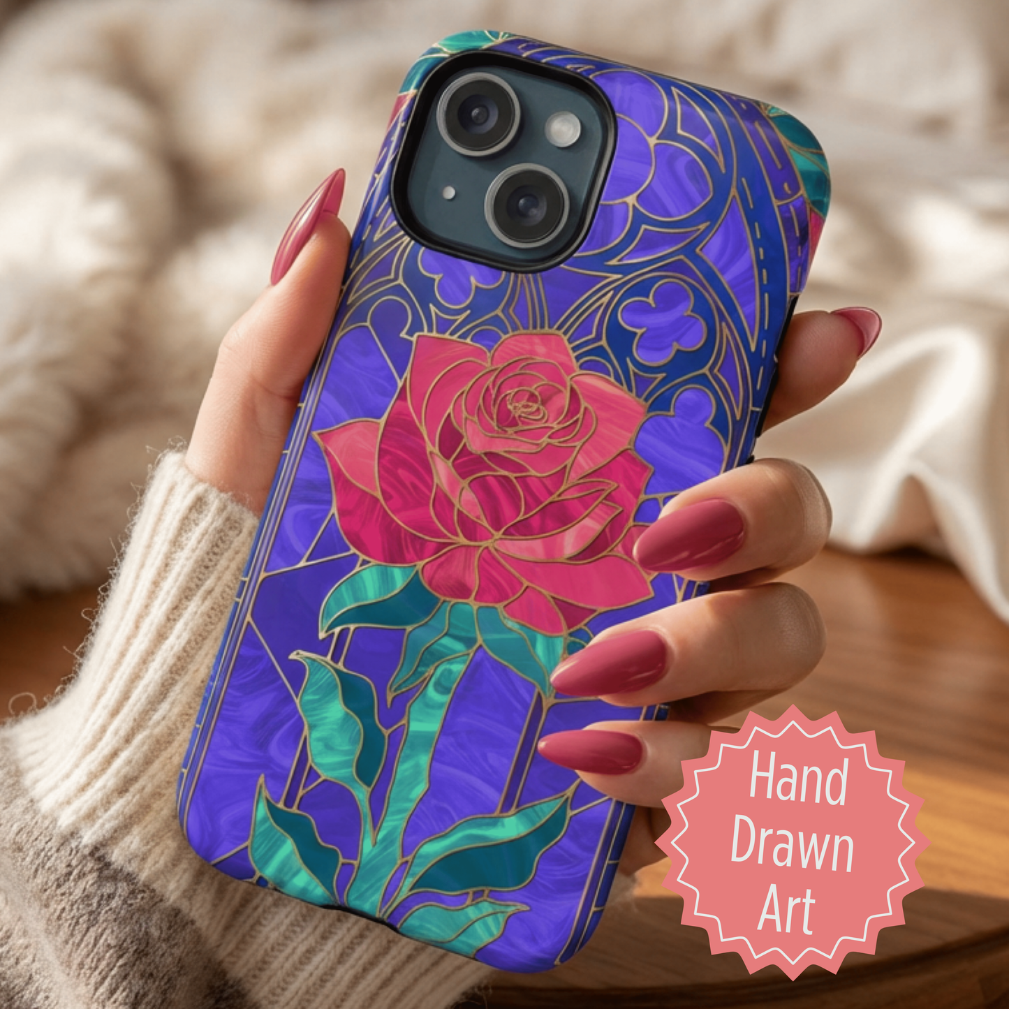 Stained Glass Rose Phone Case Tough Magnetic Case