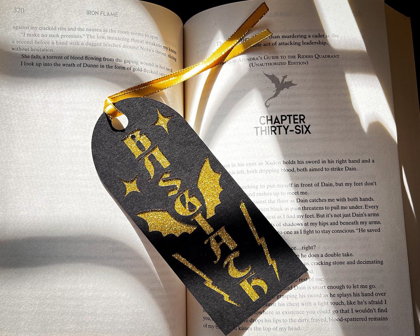 Fourth Wing - Gold Glitter Bookmark - Basgiath War College