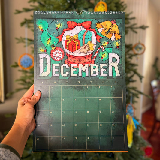 Stained Glass Art Calendar - 2026 Wall Calendar