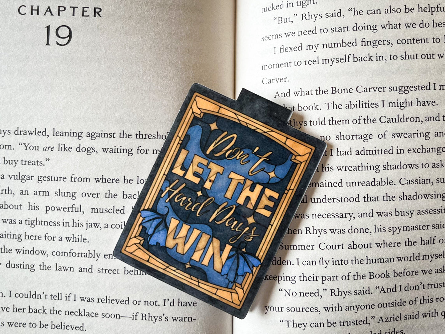 ACOTAR Magnetic Bookmark - Don't Let The Hard Days Win - Stained Glass Bookish Gift