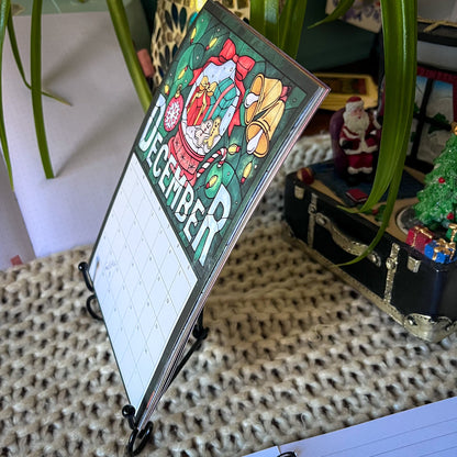 Stained Glass Art Calendar - 2026 Desk Calendar for Book Lovers