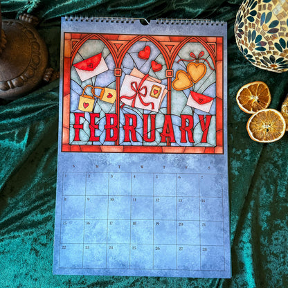 Stained Glass Art Calendar - 2026 Wall Calendar