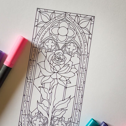 Stained Glass Window Double Sided Bookmark - Printable Lineart