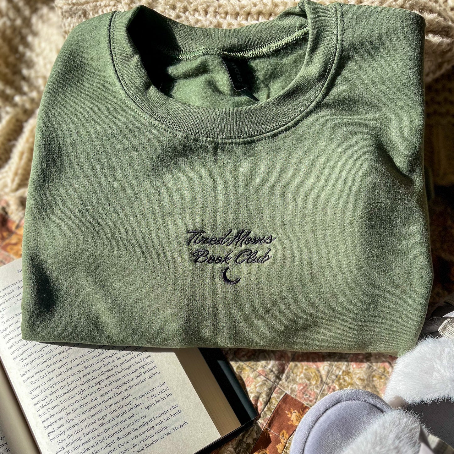 Tired Moms Book Club Embroidered Sweatshirt  - Book Lover Crewneck