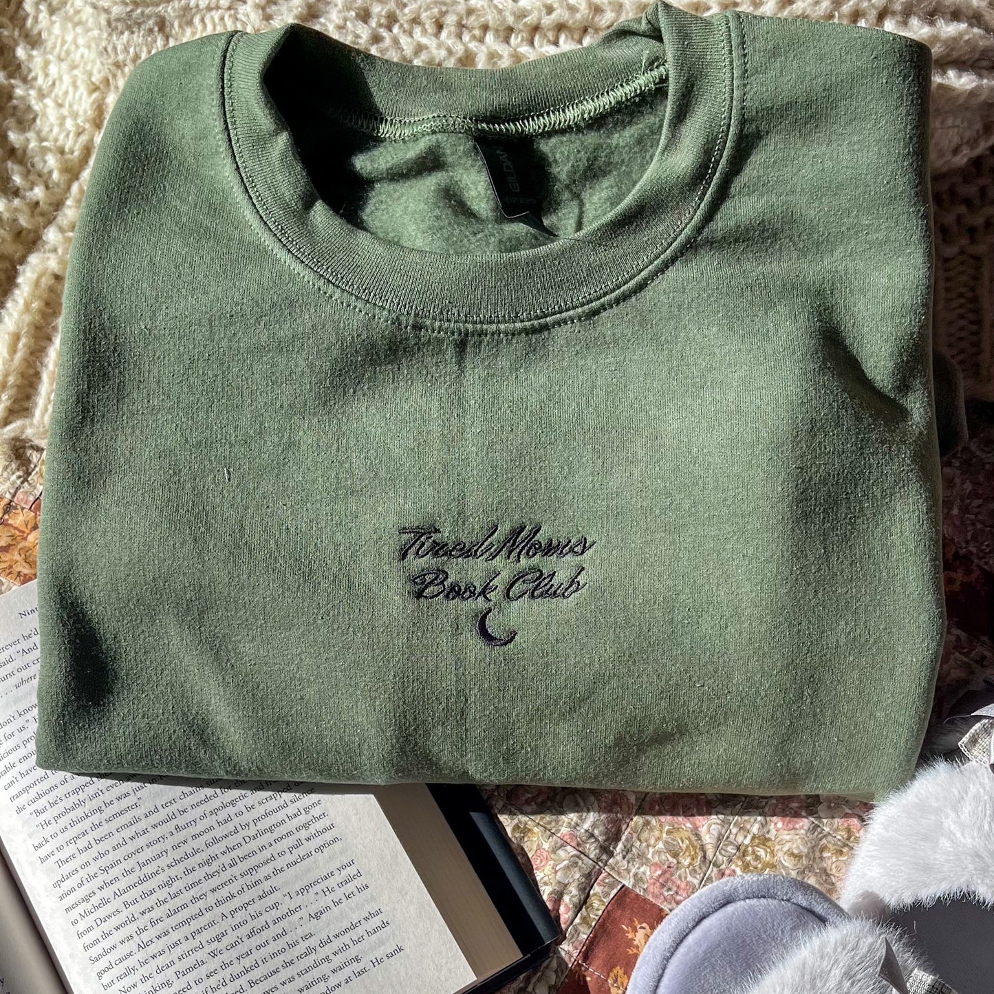 Tired Moms Book Club Embroidered Sweatshirt  - Book Lover Crewneck