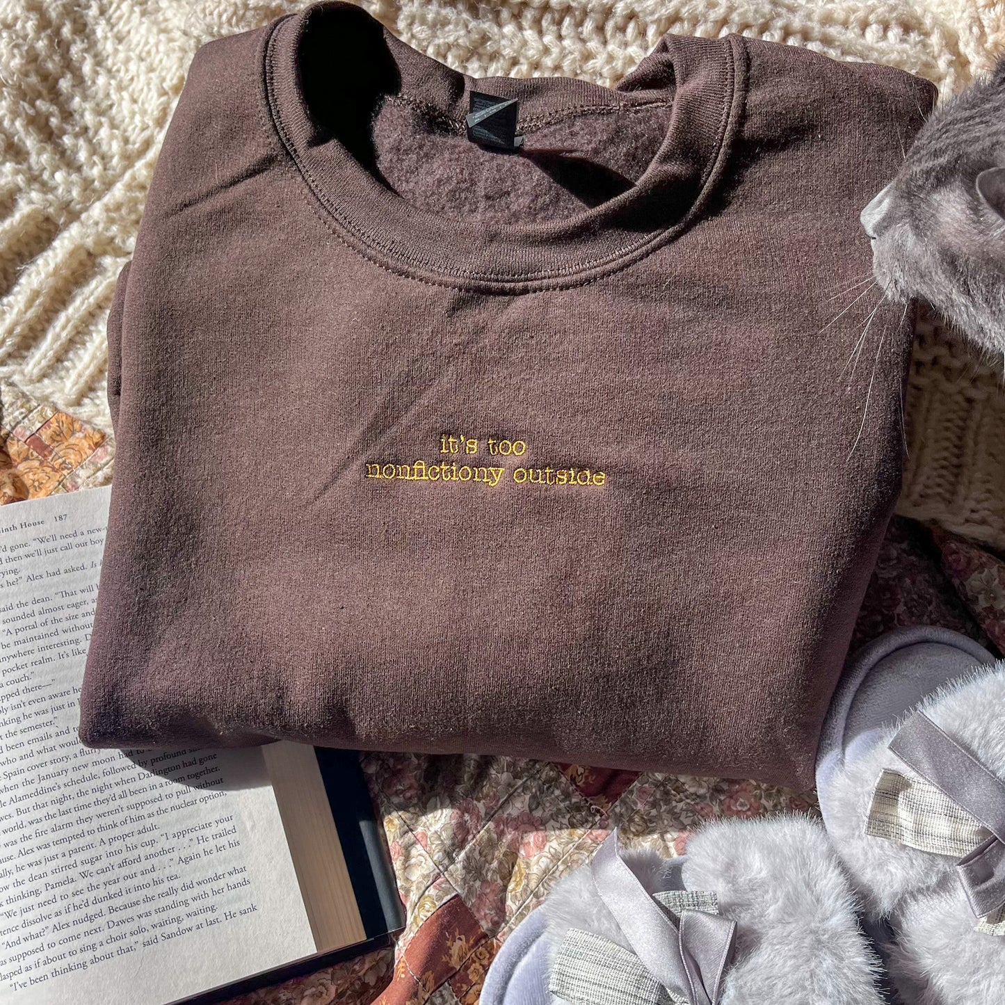 Bookish Embroidered Sweatshirt  - Book Lover Crewneck