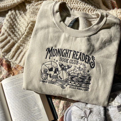 Midnight Readers Book Club Embroidered Sweatshirt  - Book Lover Crewneck