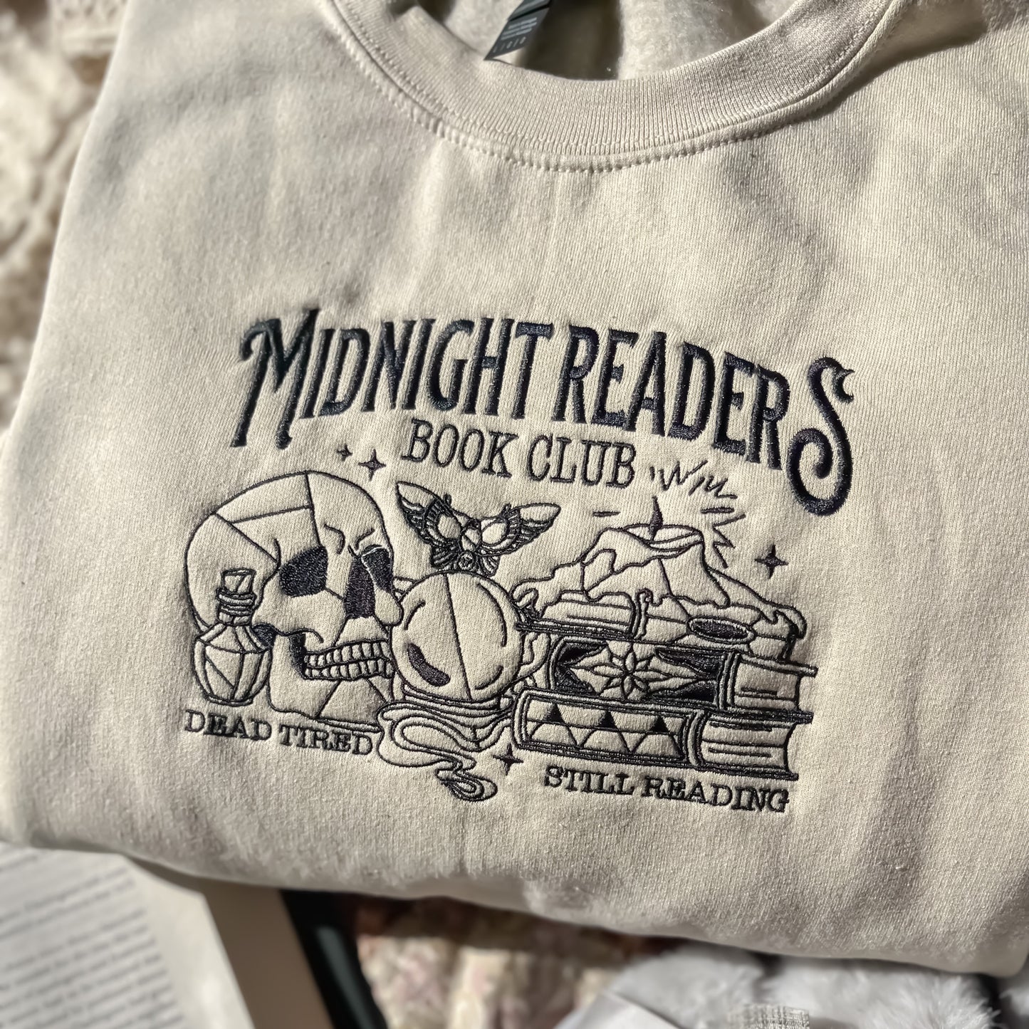 Midnight Readers Book Club Embroidered Sweatshirt  - Book Lover Crewneck