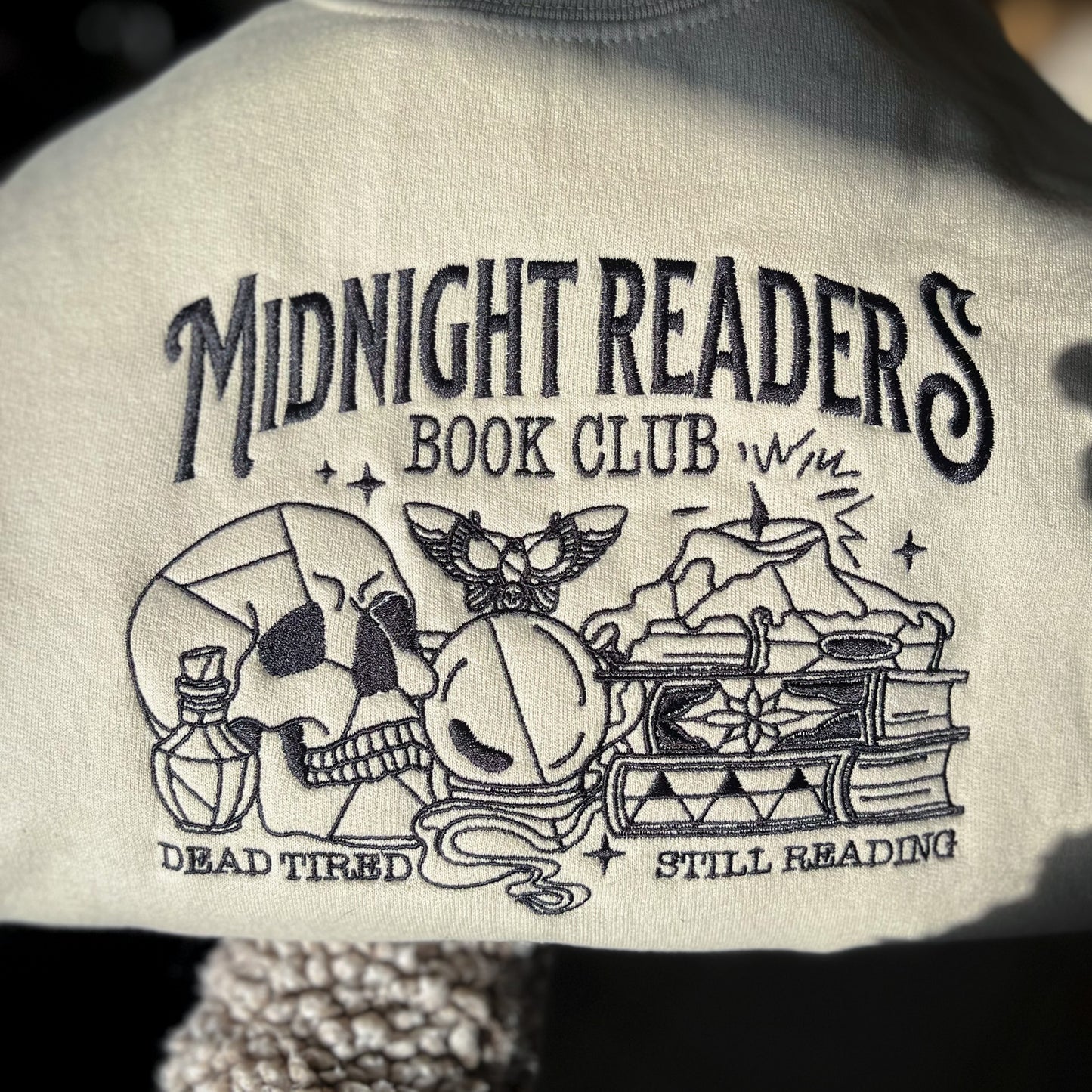 Midnight Readers Book Club Embroidered Sweatshirt  - Book Lover Crewneck