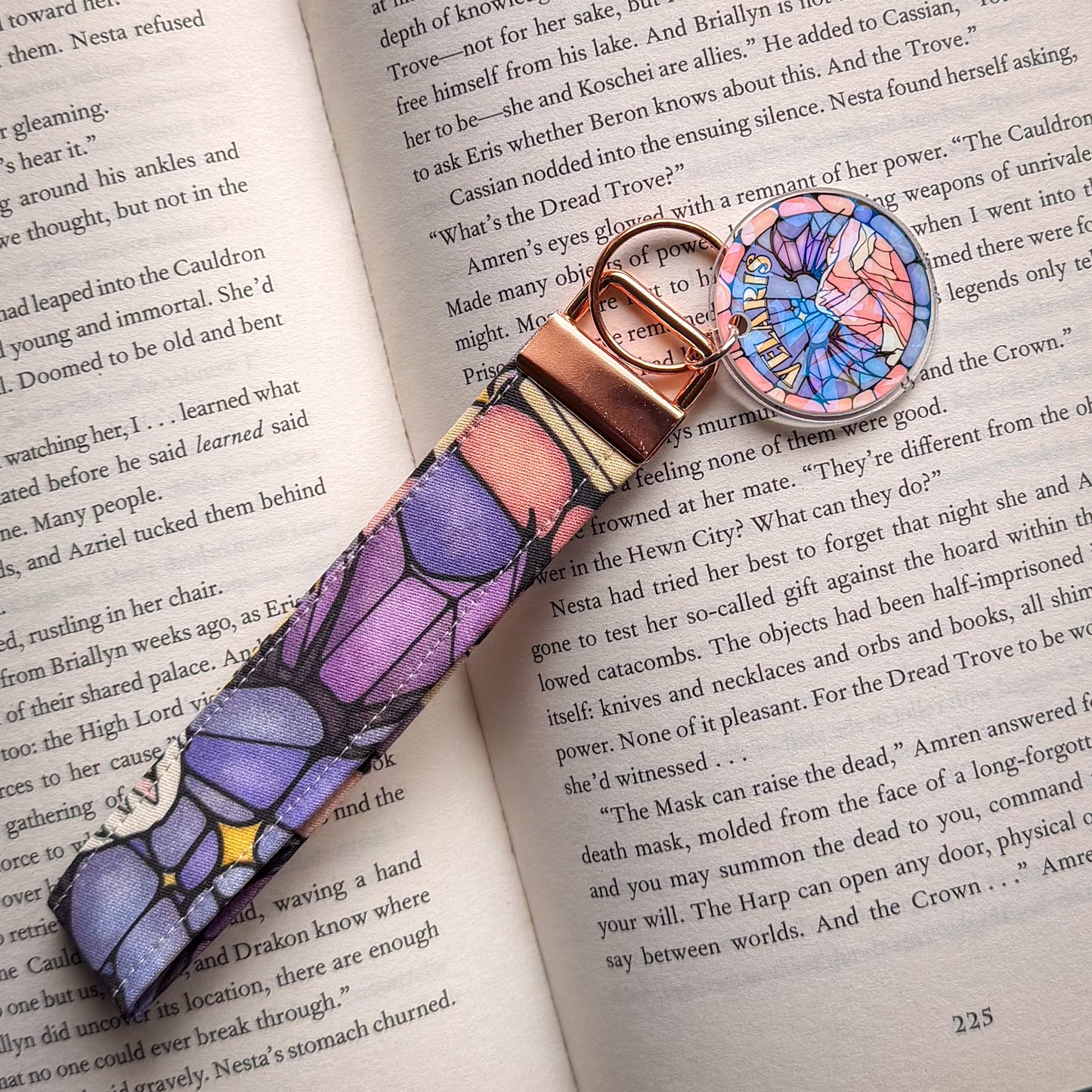 Velaris Stained Glass Wristlet Keychain – Book Lovers Gift