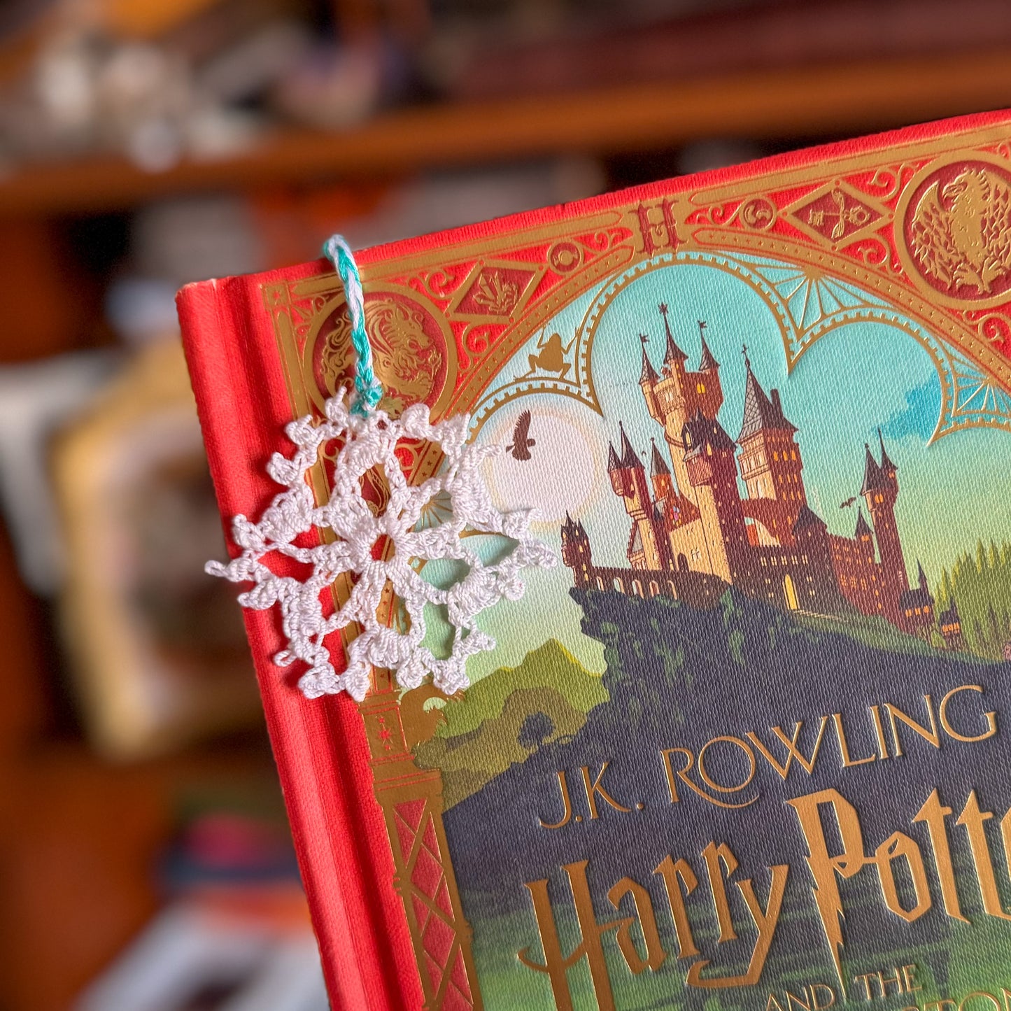 Christmas Wreath and Snowflake Crochet Bookmark - Stocking Stuffer For Book Lovers