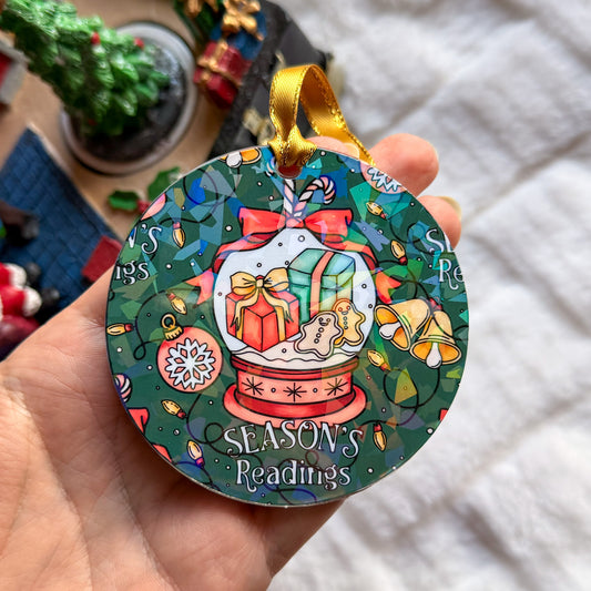Bookish Ornament - 3" Holographic Christmas Tree Ornament