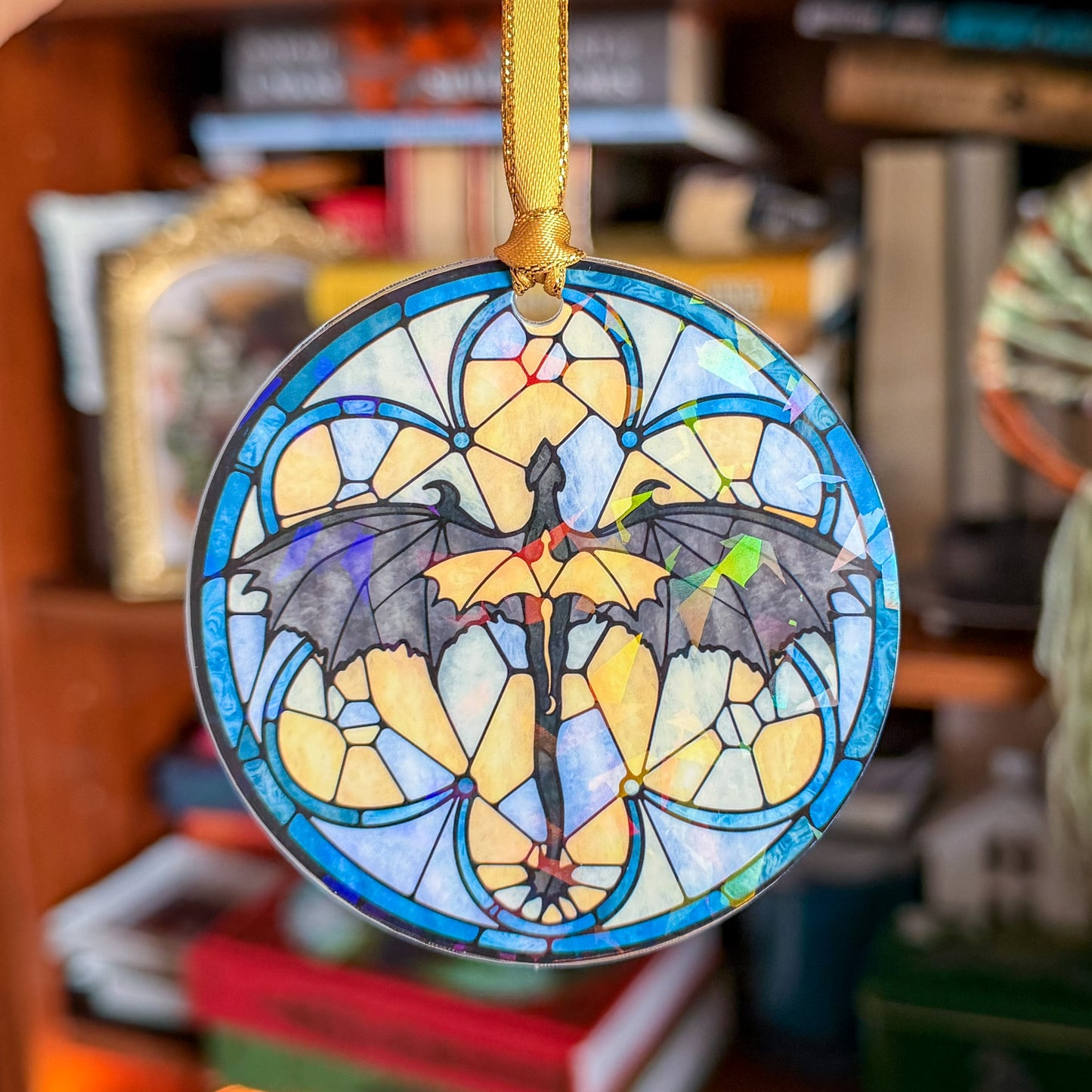 Fourth Wing Bookish Ornament - 3" Holographic Christmas Tree Ornament