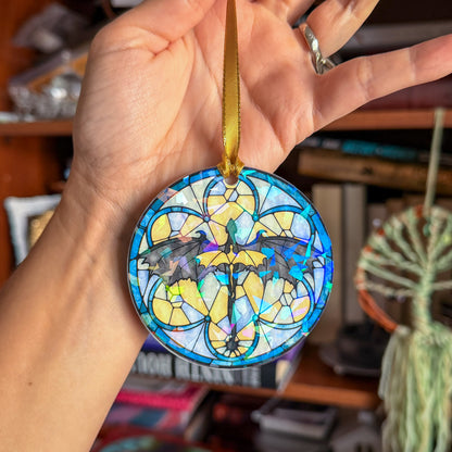 Fourth Wing Bookish Ornament - 3" Holographic Christmas Tree Ornament