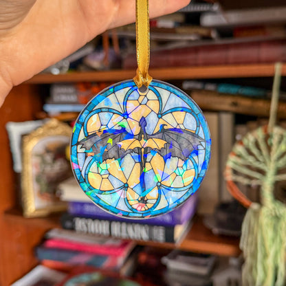 Fourth Wing Bookish Ornament - 3" Holographic Christmas Tree Ornament