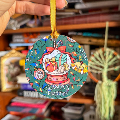 Bookish Ornament - 3" Holographic Christmas Tree Ornament