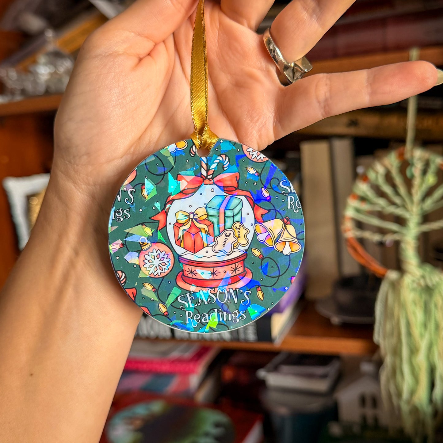 Bookish Ornament - 3" Holographic Christmas Tree Ornament